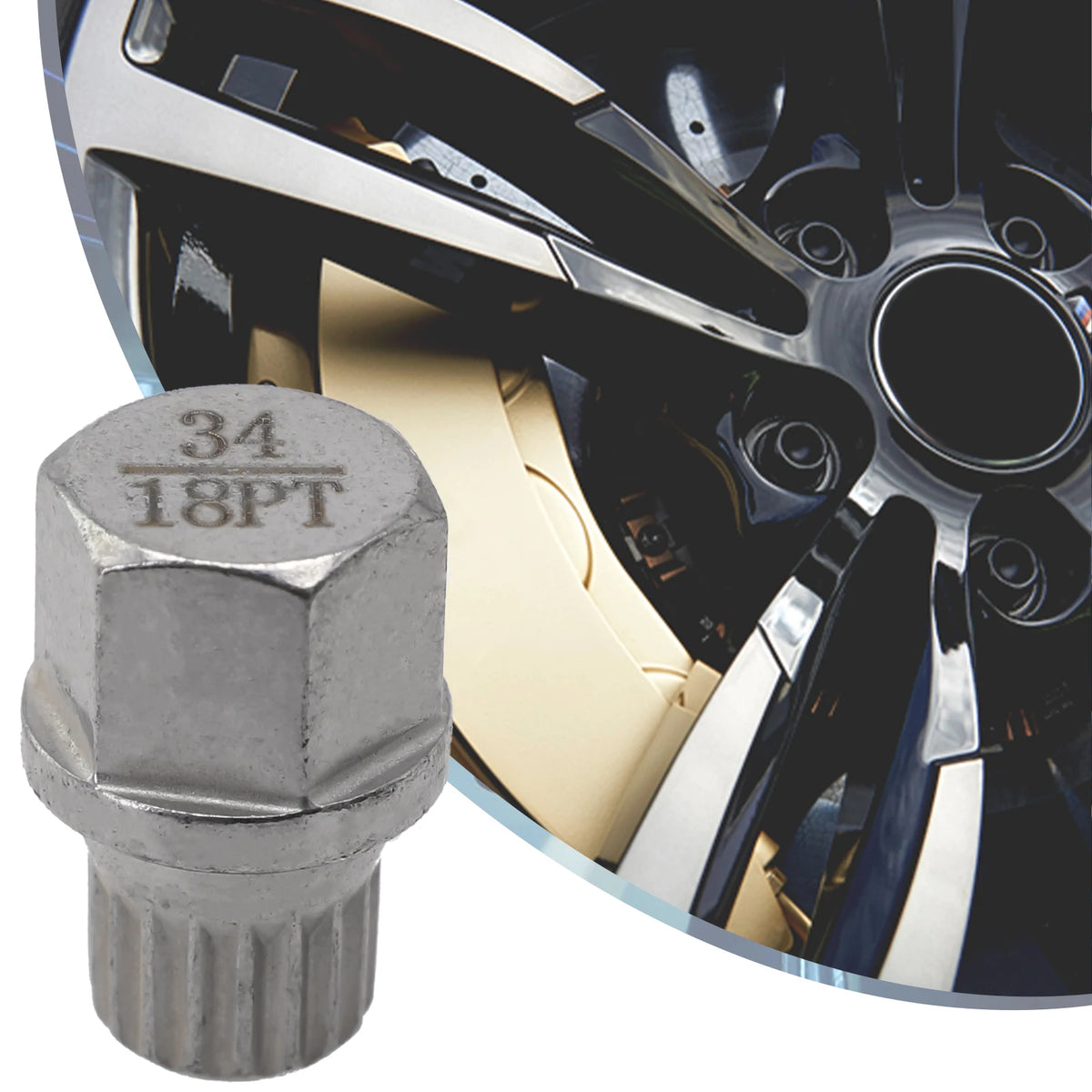 Removal Tool Wheel Lock Lug Nut Hollow Lug Nut Screw Removal Key Silver Tone Steel Wheel Lock 20 X 28mm 34/18PT Quake