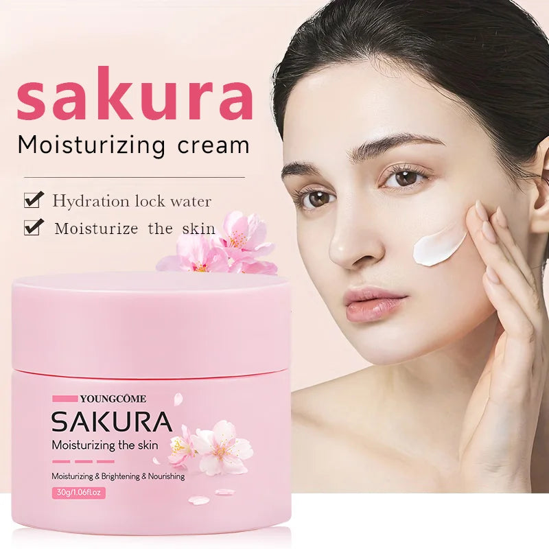 Sakura Essence Cream,Cherry Blossom Facial Moisturizer for Dry & Rough Skin,Intense Hydration,Skin Repair,Delicate & Tender Glow Quake