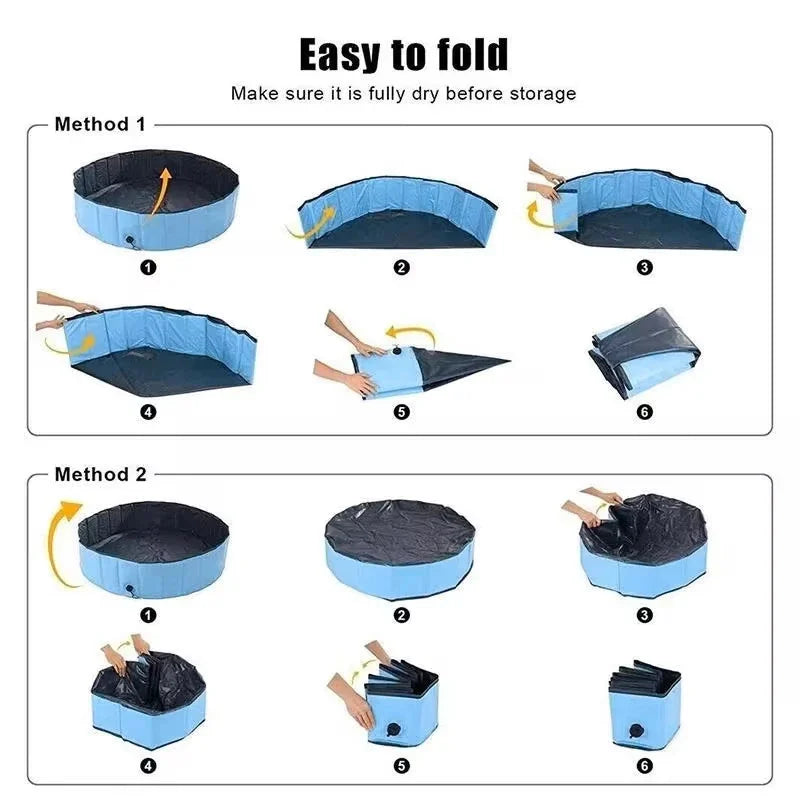 Portable Foldable Outdoor Pet Cleaning Pool - Hard Plastic Swimming & Bathing Tub - Ideal for Pet Baths & Kiddie Fun Quake