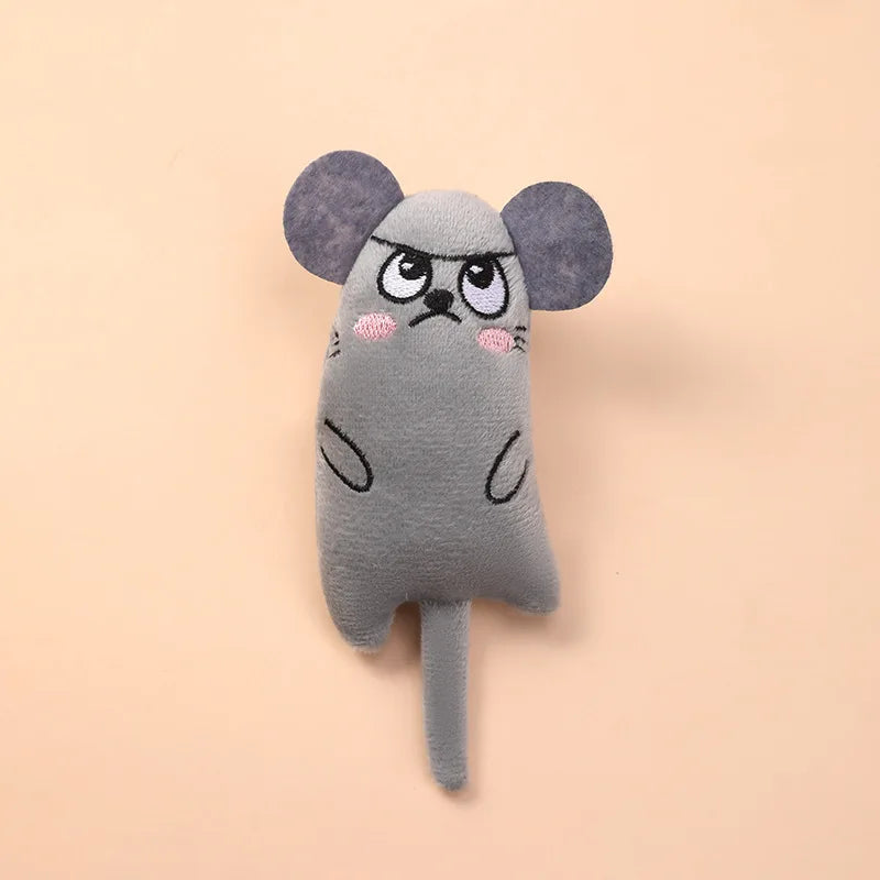 Tail Doll Catnip Pet Toy, Healing Cute Expression, Short Plush Material Soft Touch Cat Toy Quake Grey