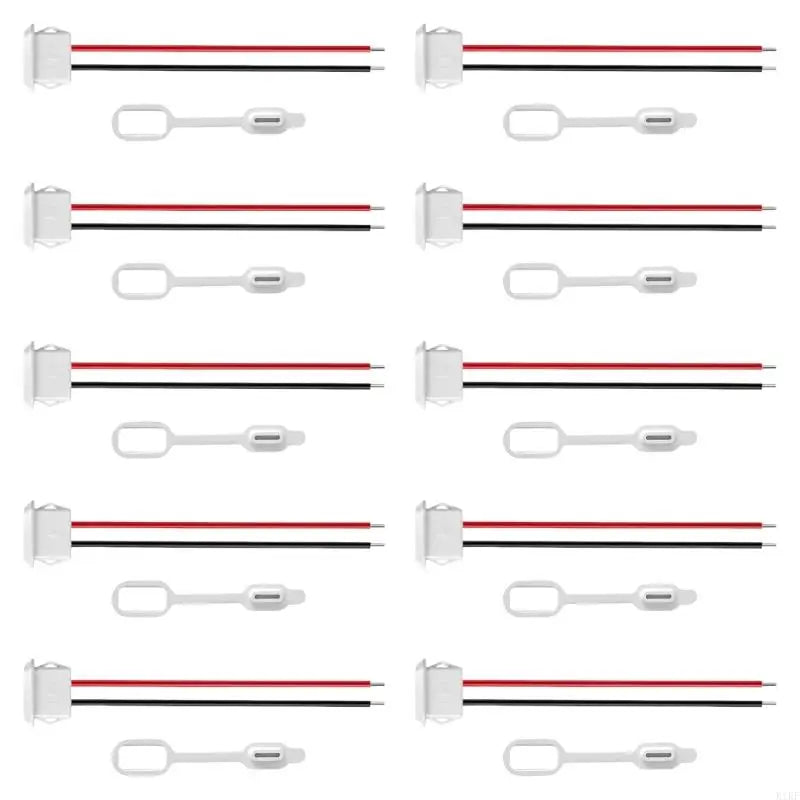 12 V USB C Female Power Cables, 10 Pack with Red and Black Wire Coding for Low-Power DIY Electronic Assemblies K1KF Quake White CN Shangxi