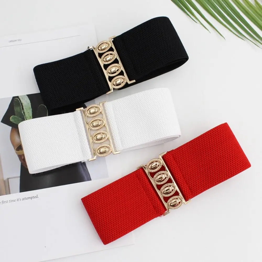 Fashion Wide Stretch Waistband Solid Color Casual Waist Belts Women Clothing Decoration Decoration Belt Quake