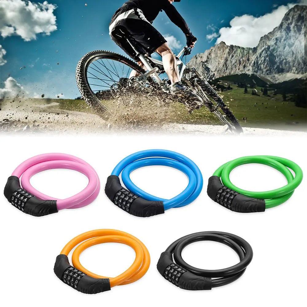 Bike Accessories Cable Chain Cycle Security 4 Digit Password Combination Number Bike Lock Padlock Quake