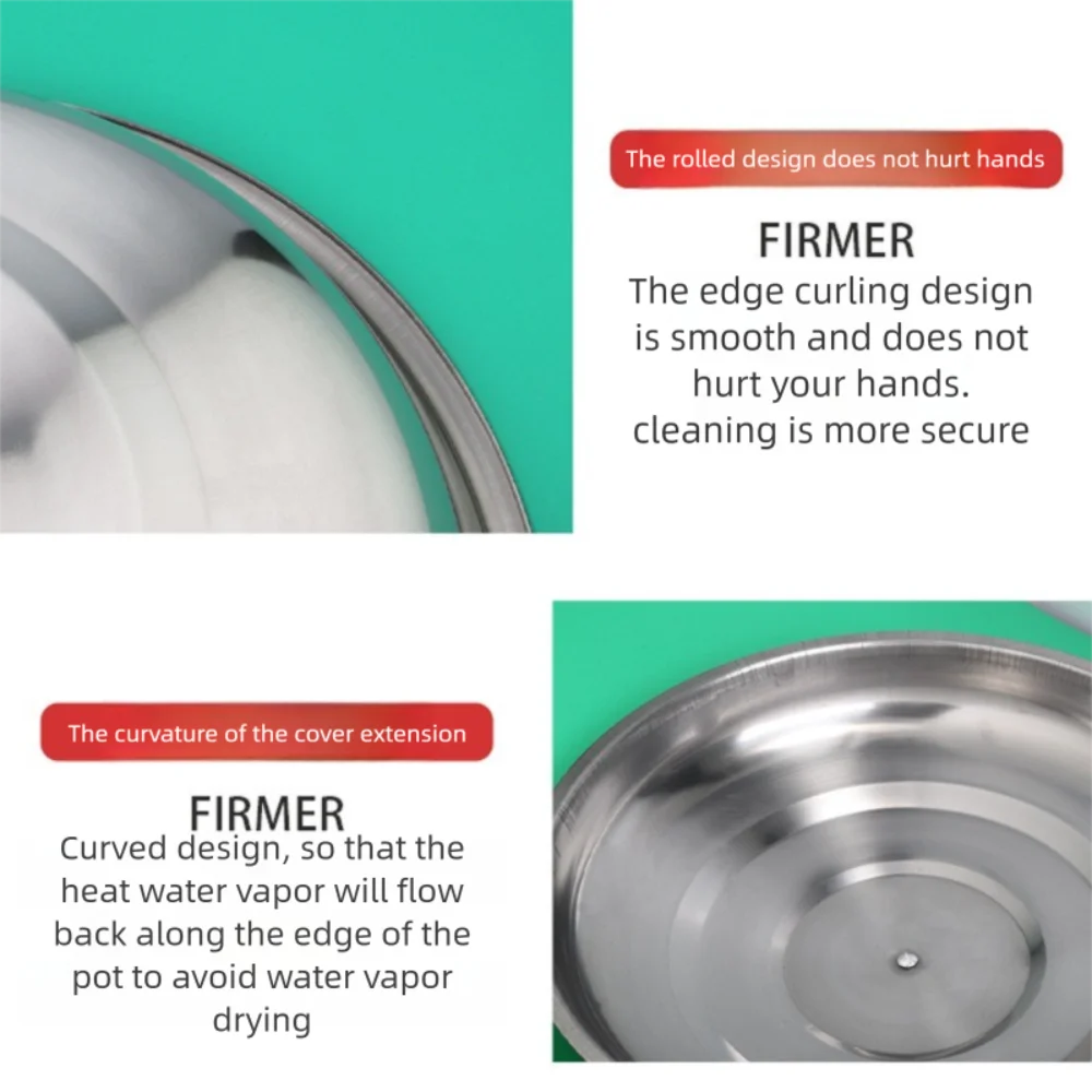 28/32/36/40cm Stainless Steel Pot Cover Universal Cookware Parts Cooking Pot Wok Lid with Knob Frying Pan Cover Quake