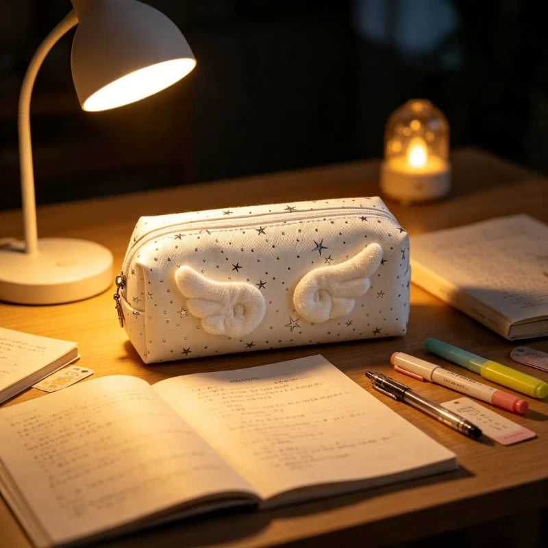 1pc Simple and Exquisite High Aesthetic Ins Style Student Stationery Storage Bag Makeup Bag Quake