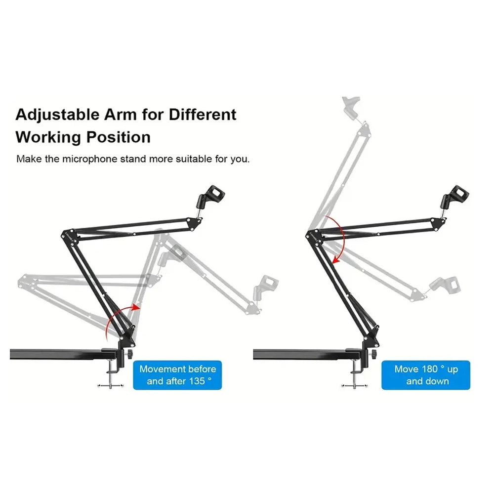 Foldable Metal Extendable Microphone Stand Bracket Adjustable Suspension Boom Scissor Arm Mic Cantilever Holder With with Alloy Quake