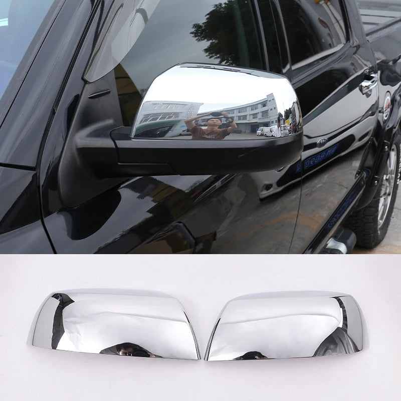 For Toyota Tundra Sequoia 2008-2020 Car Rearview Side Mirror Cover Wing Cap Sticker Exterior Door Rear View Case Trim Carbon Quake Silver
