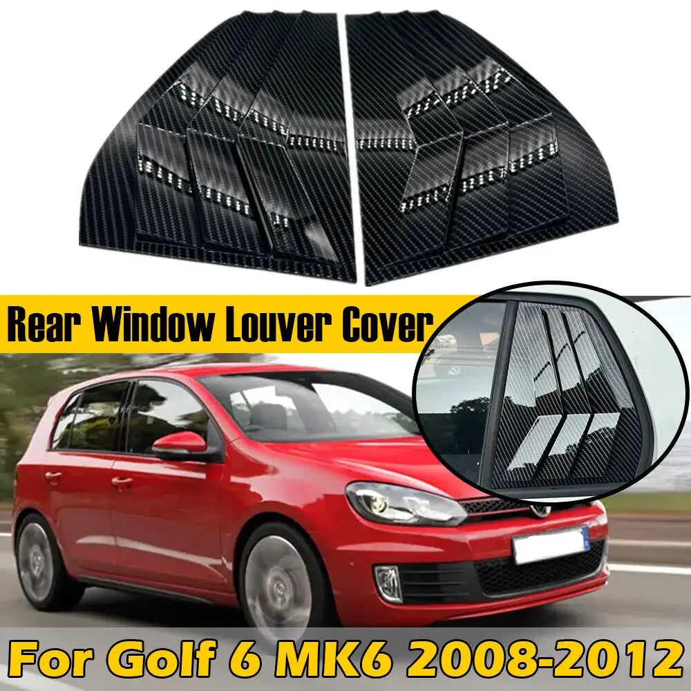 For VW Golf 6 MK6 2008 2009 2010 2011 2012 Car Rear Louver Window Side Shutter Cover Trim Sticker Vent Scoop ABS Carbon Fiber Quake