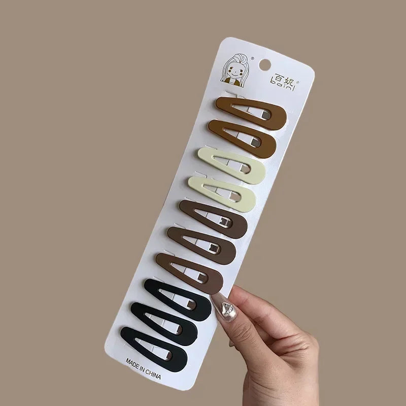Women's BB Hair Clips Milk White Coffee Bangs Side Scrunchies Hairpins Broken Hair Fixed Clip Back Head Clips Headwear 10pcs/set Quake lksd