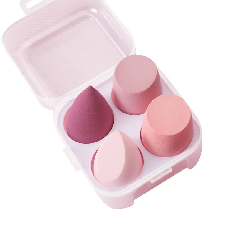 Beauty Egg with Box Makeup Sponge Puff Set Face Powder Foundation Cream Cosmetic Sponges Powder Compact Puff Beauty Makeup Tools Quake 4pcs pink box
