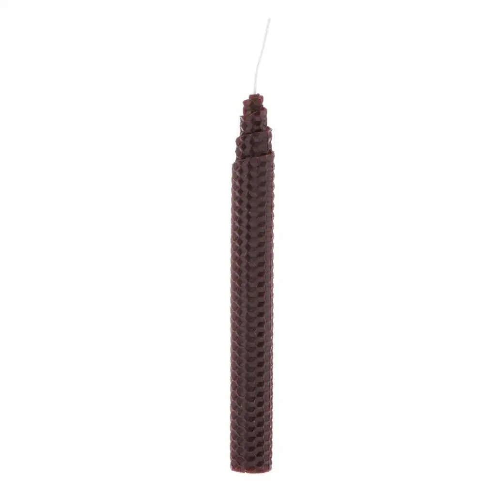 Handmade Beeswax Candles Sootless Dripless Taper Candle Wax for Candle Holder Ceremony Table Wedding Decor Quake Brown
