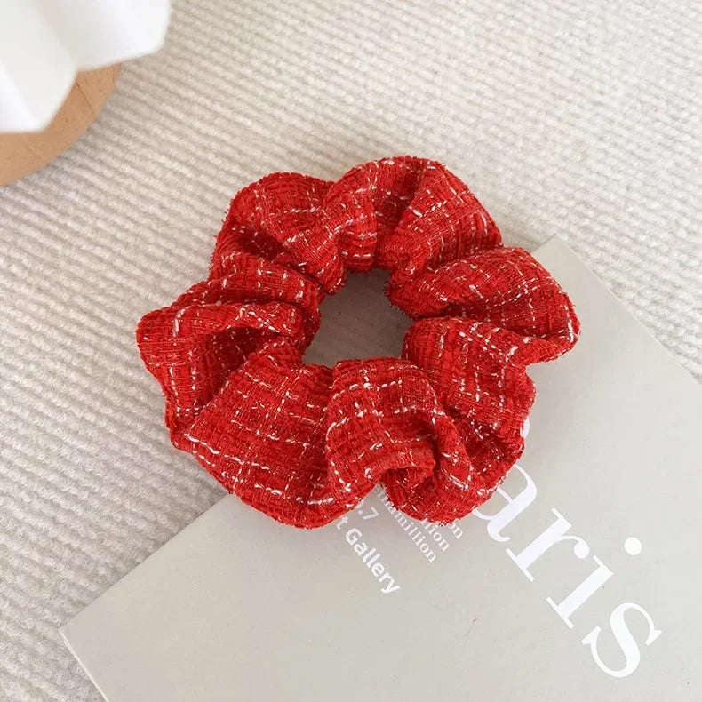 Red Hair Scrunchies Women Girls Sweet Hair Rope Ties Christmas Hair Accessories Elastic Headbands Ponytail Holder Rubber Bands Quake 22317