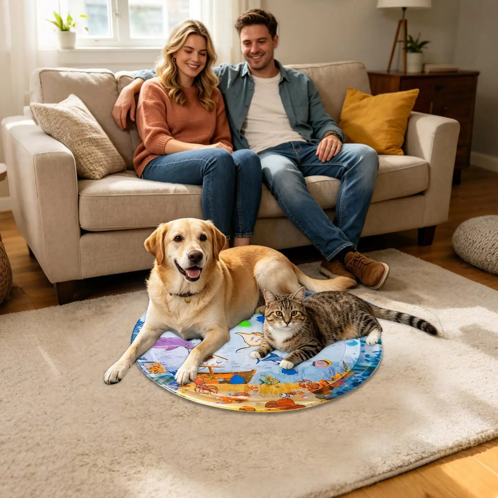 Thicken Interactive Cat Play Mat Water Bed Sensory Pet Supplies for Puppy Kitten Indoor Outdoor Home Living Room Balcony Summer Quake