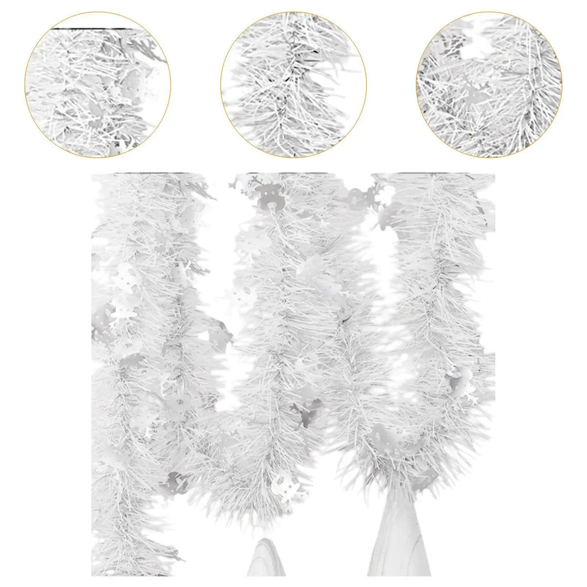 Christmas Tinsel Garland Silver Sparkly Xmas Garland Metallic Twist Garland for Staircase Fall Decoration Engagement Ceiling Quake