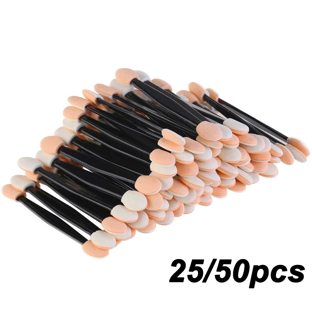 50Pcs Eyeshadow Applicators Disposable Eyeshadow Sponge Brush Double-Sided Eye Makeup Applicators Chrome Nail Powder Applicator Quake