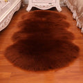 Soft Faux Fluffy Shaggy Rugs Artificial Sheepskin Long Hair Carpet Floor Wool Fluffy Soft Mat Home Decor Non Slip For Bedroom Quake brown 40x60cm