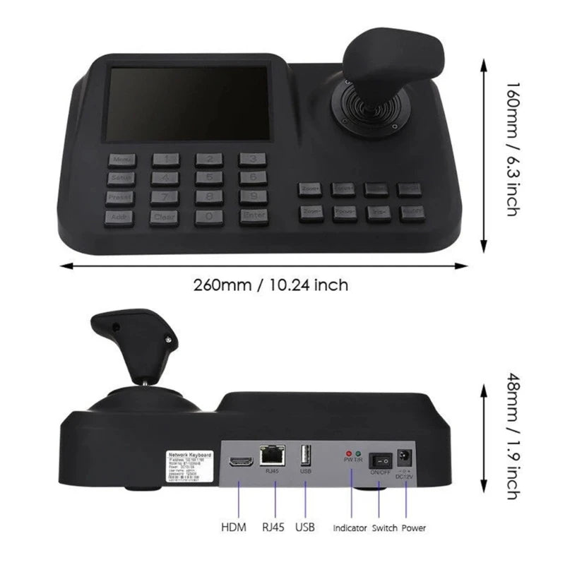 Advanced 3D Joystick PTZ Controller Equipped with 5 Inch Display Camera Control Unit ABS & Metal for Security Systems K1KF Quake
