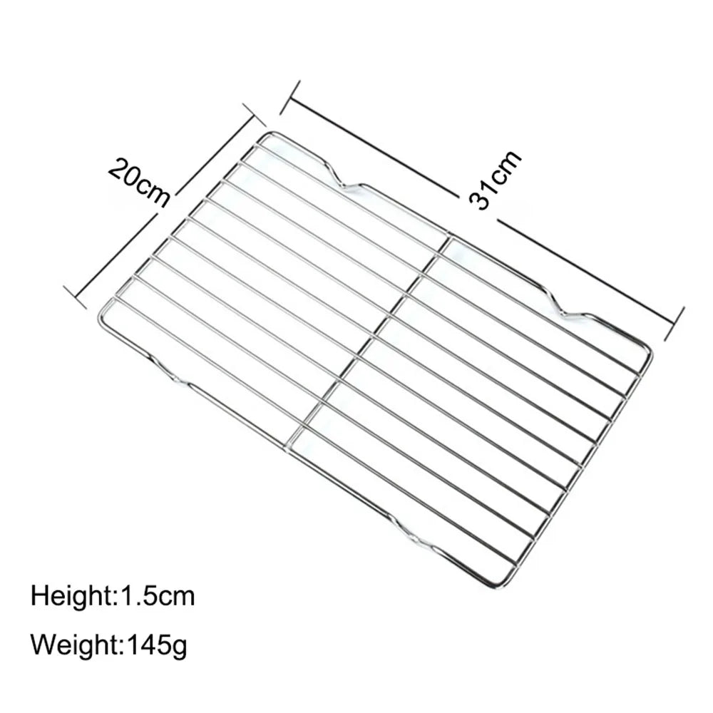 New Stainless Steel Cooling Rack Non-stick Silver Baking Tray BBQ Tray Quake 31x20cm