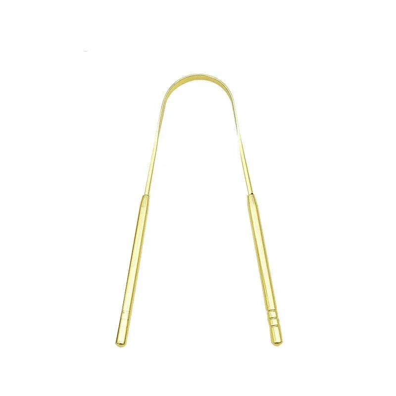 Toothbrush Oral Hygiene Care Tools Tongue Scraper U-shaped 4 Colors Stainless Steel Metal Fresh Breath Cleaning Coated Tongue Quake M24 Gold