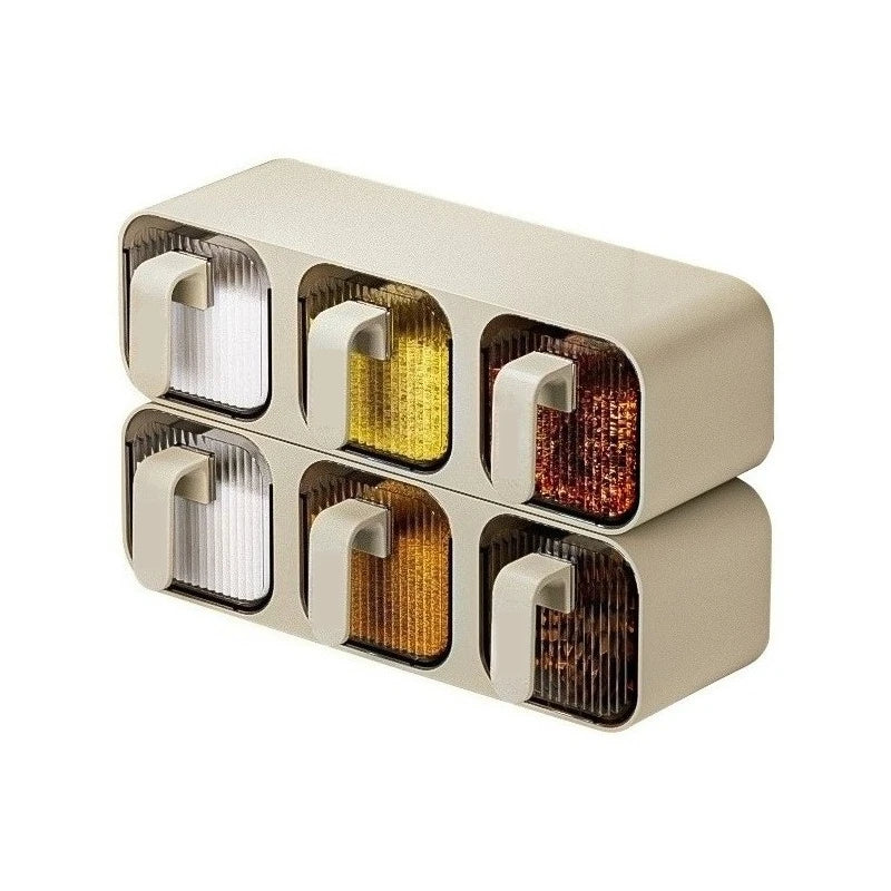 Wall-mounted Compartment Spice Organizer Moisture-proof Seasoning Box Multi-grid Kitchen Salt Pepper Storage Rack Quake