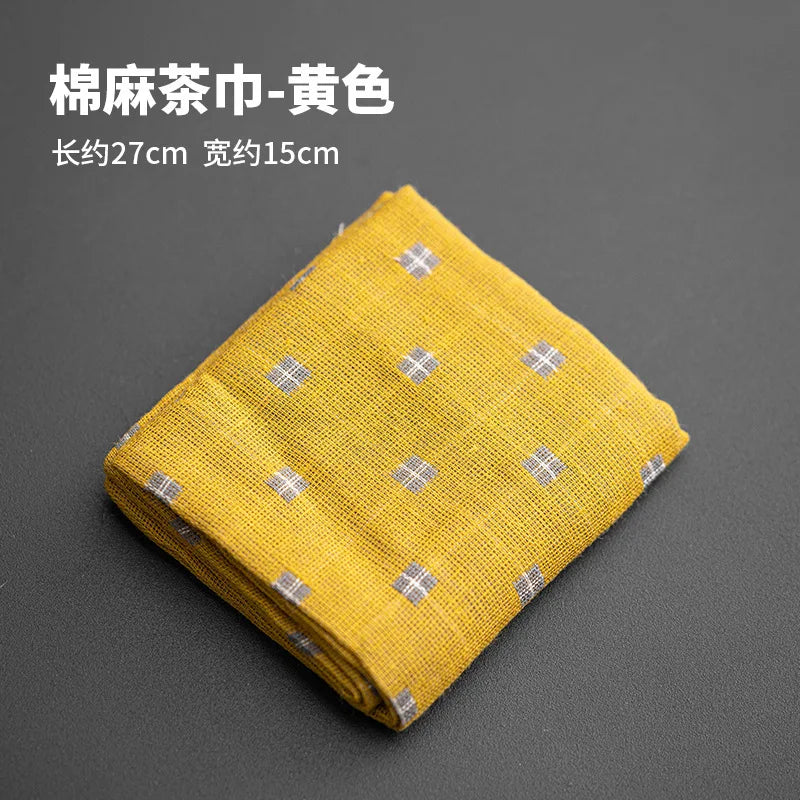 Japanese Handmade Cotton Linen Absorbent Tea Towel Tea Mat Tea Cloth Tea Tablecloth Zen Tea Table Cloth Quake Tea Towel - Yellow