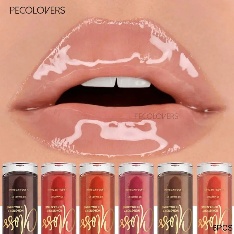 6PCS High Gloss Lip Oil, Colored Lipstick, Long-term Moisturizing Lip, Suitable for Dating Makeup, Lip Cosmetics Quake