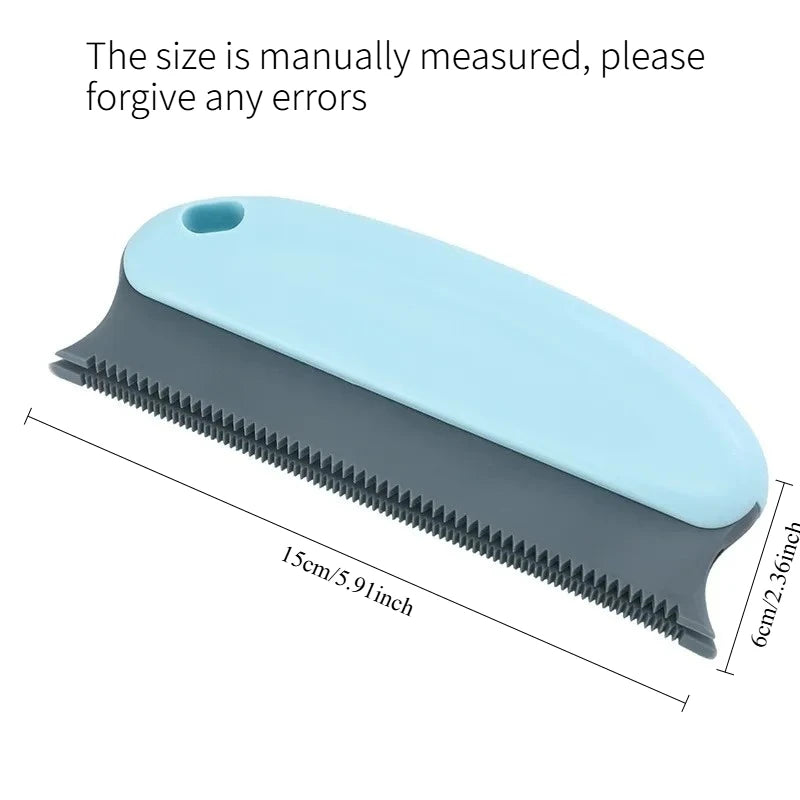 Household Manual Lint Scraper Brush Clothes Sofa Pet Hair Remover Portable Fabric Fur Dust Cleaning Grooming Comb Quake Light Blue