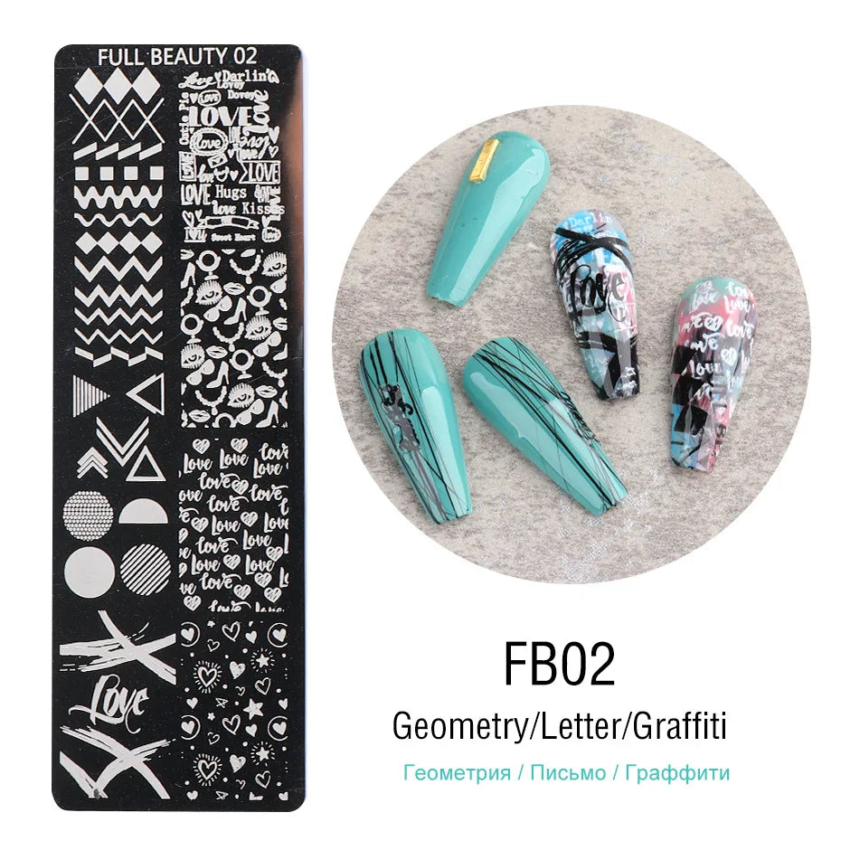 Nail Stamping Plates – Floral, Snake & Geometric Designs