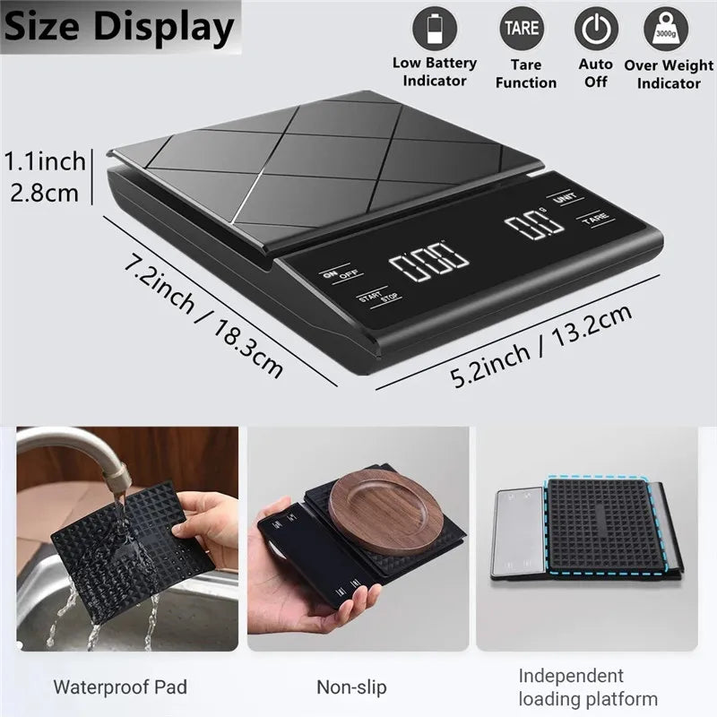 1pc Digital Food Scale with Timer for Precise Baking and Cooking- Kitchen Gadgets Accessories for Home Chefs 전자저울 для кухни Quake