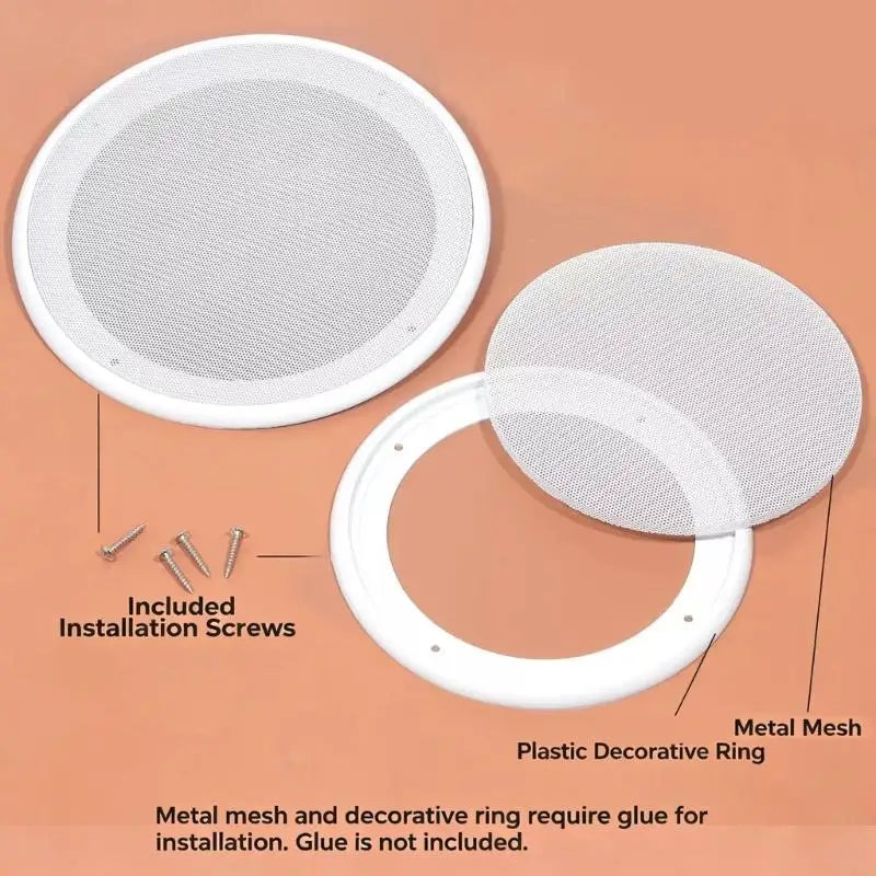 Replacement Speaker Grille Cover with Perforated Metal Face and Separate Trim Frame for Finishing Installed Speakers K1KF Quake