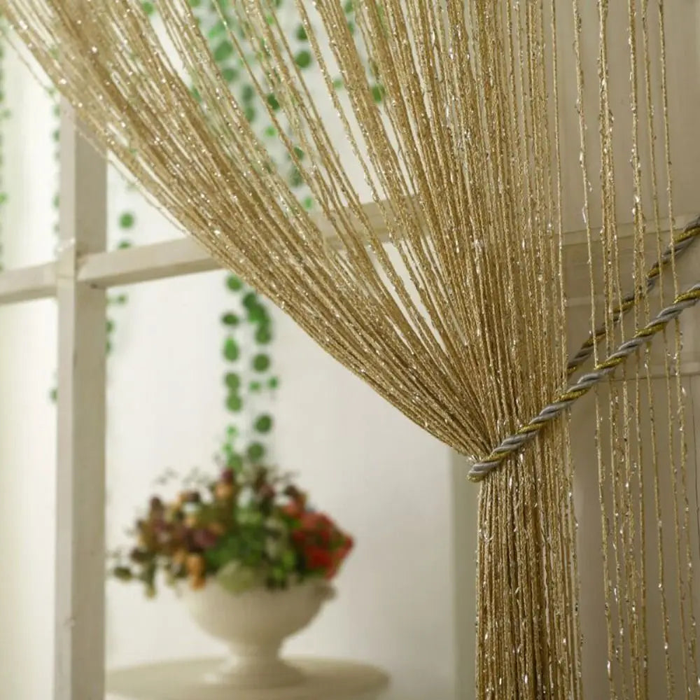 Festival Room Divider Net Window Curtains Screen Panel Door Fly Screen Hanging Beaded Curtains Glitter String Curtain Quake
