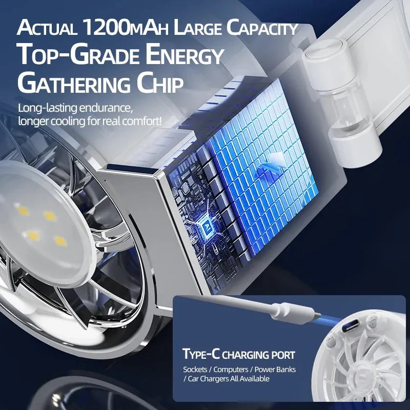 Magnetic Folding Small Fan Powerful Cold Air For Rapid Cooling With Soft Fill Light Suitable For Live Selfies And Summer Travel Quake
