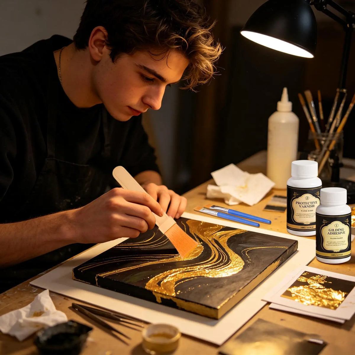 Gilding Adhesive Water-Based Long-Lasting DIY Gilding Crafts Gold Leaf Glue for Home Furniture Jewelry Crafts Art Painting Quake