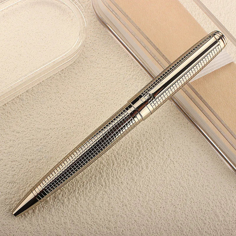 Metal Pen Stainless Steel Material Rotate Gel Pens Ink Blue Writing Ballpoint Pen Point 0.7mm for School Office Stationery Quake