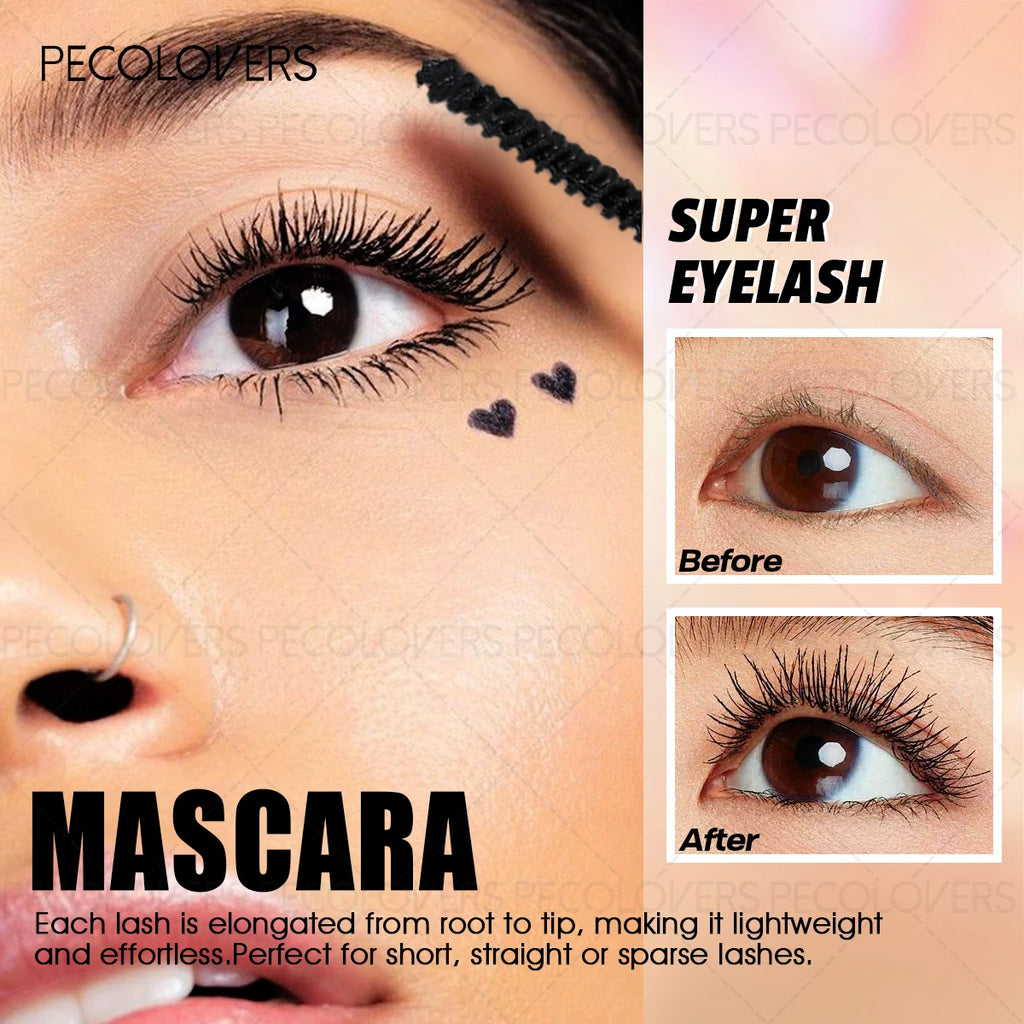 4D Silk Fiber Mascara, Waterproof Lengthening Curling, Waterproof Clump-free Long-lasing, with Thin Brush, Beginner-Friendly Quake