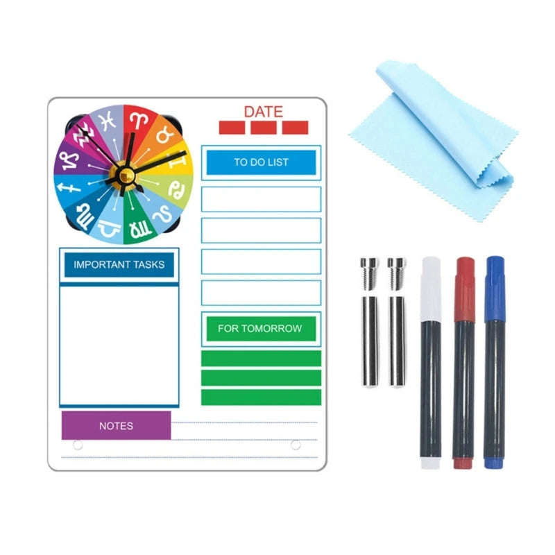 Standing Acrylic Board To-do-list Board with Clock, Office Desk Memo Board Weekly Planner To-do-list Checklist Board K1KF Quake