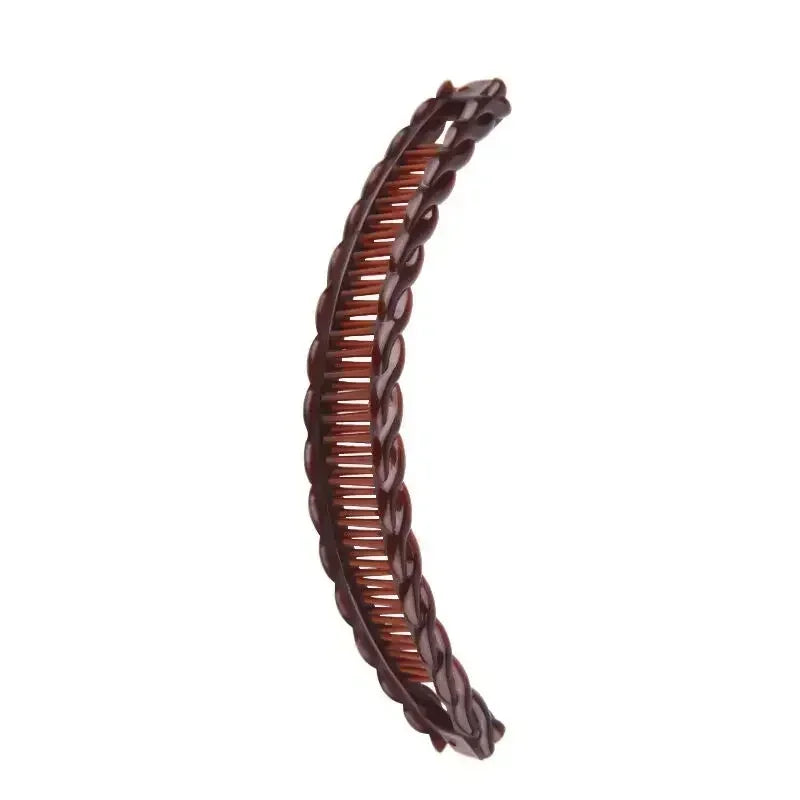 Women Solid Color Banana Hair Clip for Girls Vintage Wave Comb Hairpin Hair Braids Style Tool Fashion Practical Hair Accessories Quake coffee