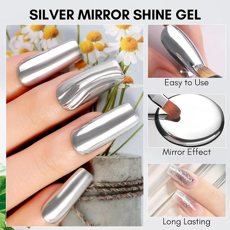 5ml Metallic Painting Gel Polish Strong Gold Silver Rose Gold Nail Art Soak Off Gel Nail Polish Silver Mirror Gel Nail Varnish Quake