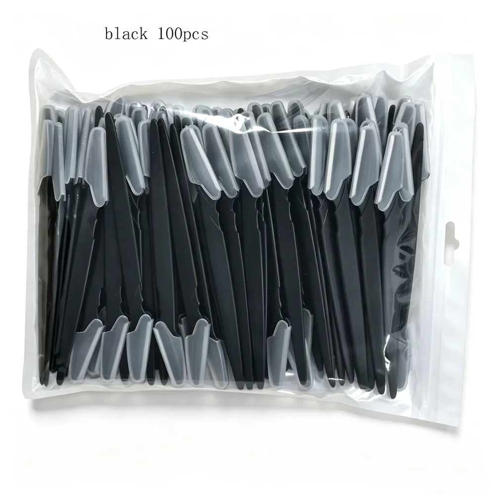 vvocci 100pcs Eyebrow Grooming Tool Stainless Steel Eyebrow Razor Sharp Eyebrow Shaver Eyebrow Trimmer Beauty Quake M7 100pcs black