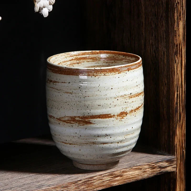 Japanese coarse pottery teacup single large pure handmade retro master cup ceramic coffee cup in ancient Quake