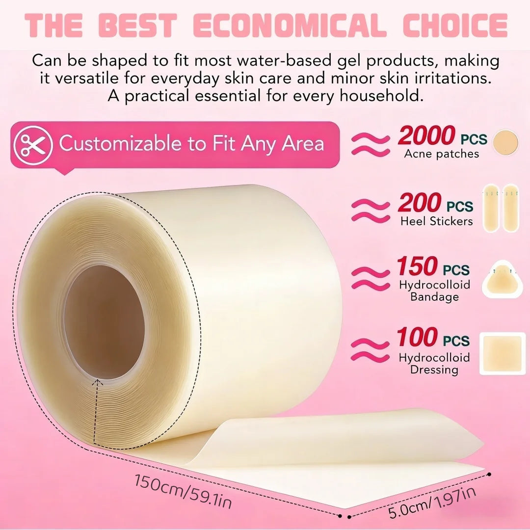Hydrocolloid wound dressing, skin patch rolls & anti-blister foot pads. Non-stick to wounds, high absorbency, freely cuttable, Quake