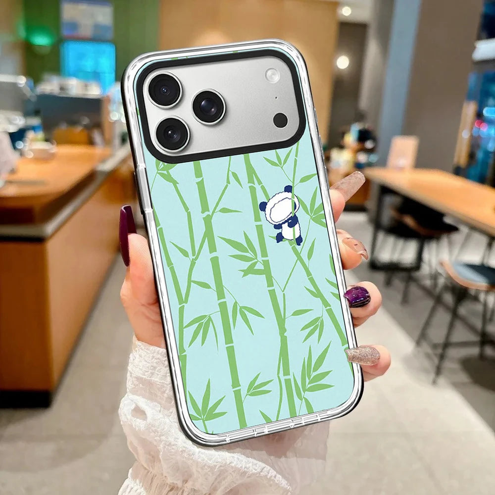 Bamboo Panda White Border Magnetic Phone Case Cover for IPhone 12 13 14 15 16 17 18 Pro Max Case Quake