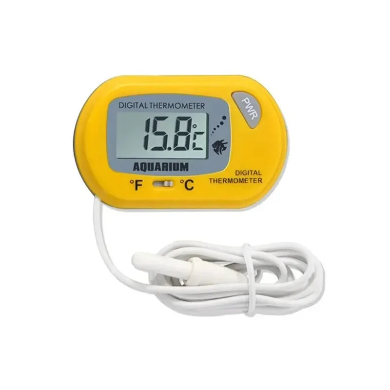 Digital Aquarium Thermometer with Probe Suction Cup Fish Tank Water Electronic Thermometer Measurement Degrees Celsius ℃ Quake Yellow G1340B