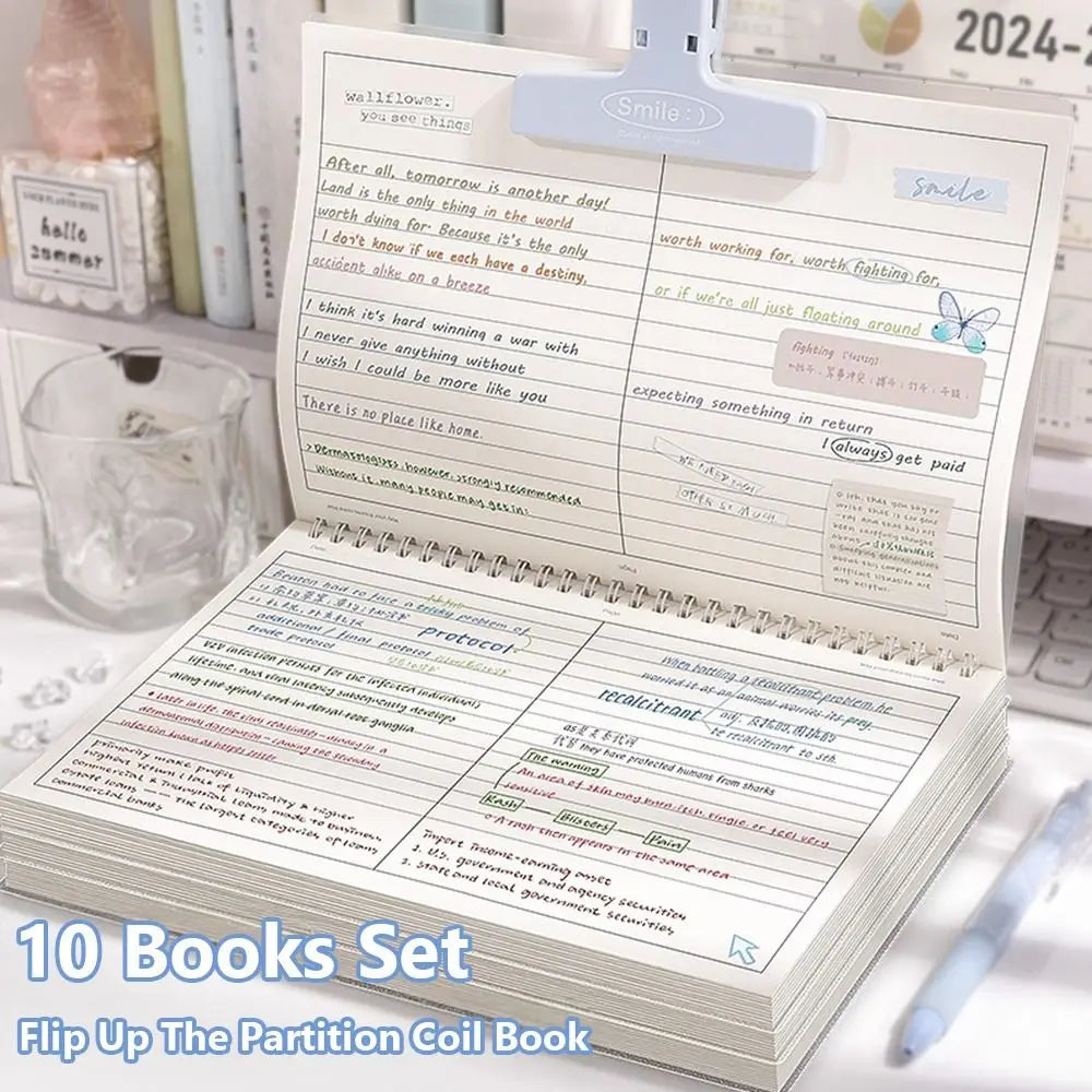 Simple Thicken Paper Coil Notebook Grid/Horizontal Lines Partition Design B5 Notepad Flip-up Notepad Students Quake