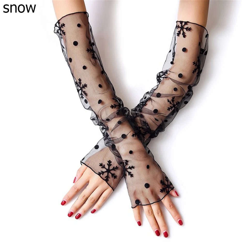 Spring Summer Fashion Sleeves Mesh Lace Thin Long-Sleeved Bike Breathable Cycling Gloves Driving Arm Warmers Sleeves Quake snow