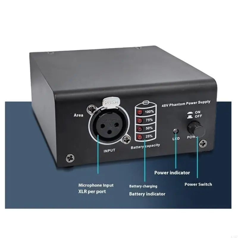 Studio 48V Power Adapter with Charging Cable Shielded USB Line For Recording Mic K1KF Quake