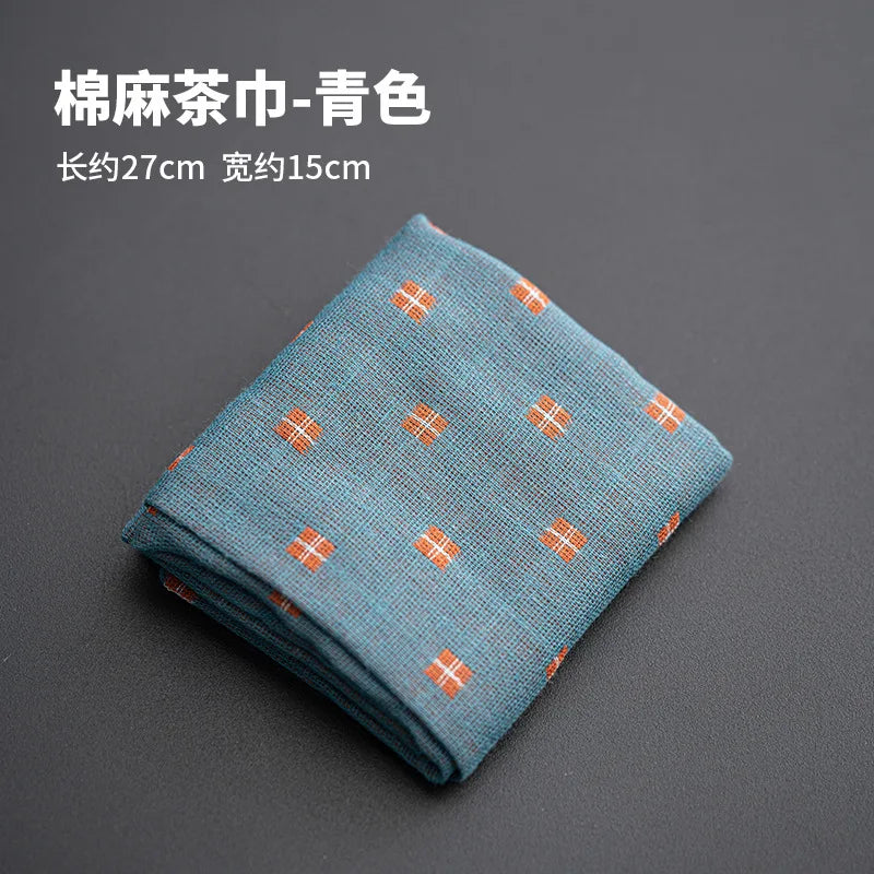 Japanese Handmade Cotton Linen Absorbent Tea Towel Tea Mat Tea Cloth Tea Tablecloth Zen Tea Table Cloth Quake Towel - Light Blue