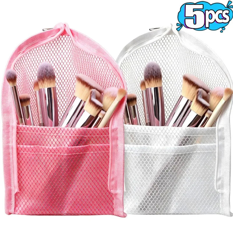 Portable Waterproof 3D Cosmetic Bag Mesh Toiletry Bag Toothbrush Toothpaste Storage Box Folding Zipper Travel Makeup Brush Bag Quake