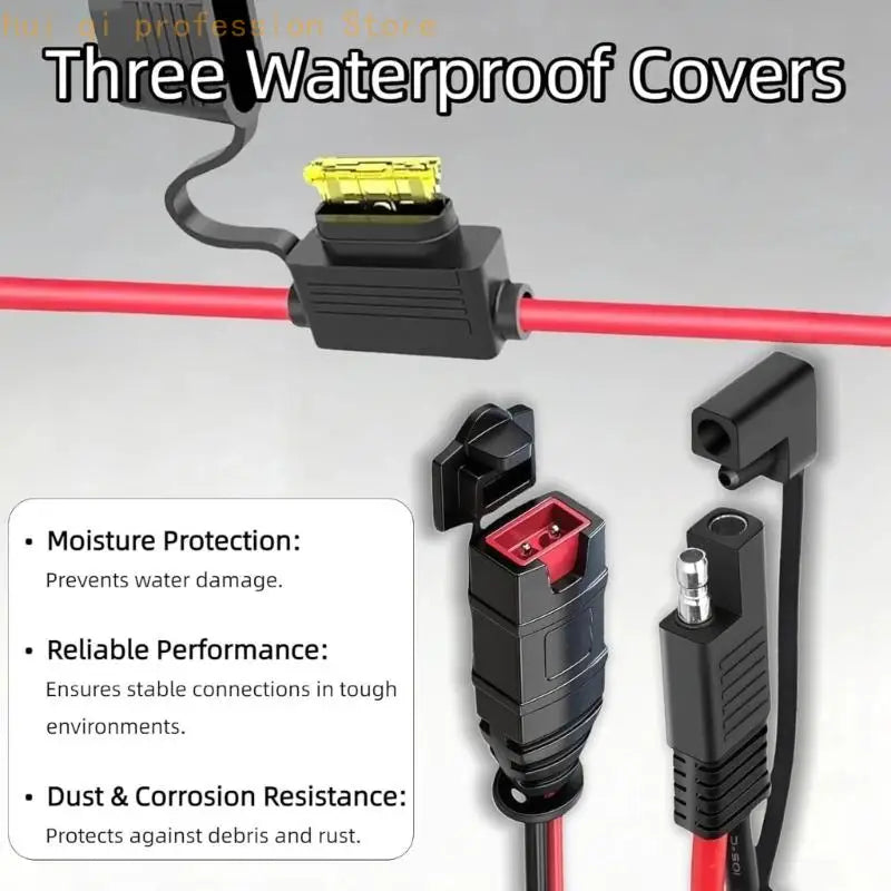 Waterproof Connector Cable with 20A Fuses Plastic Cable for Motorcycles Car Use H8WE Quake