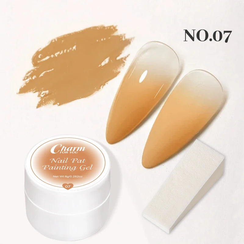 20 Colors Pat Painting Gel,Gel Nail Polish,Soak Off UV LED Gel Polish,Gel Paint For Nail Art Drawing Gel Nail For Art Design Quake 007 and sponge